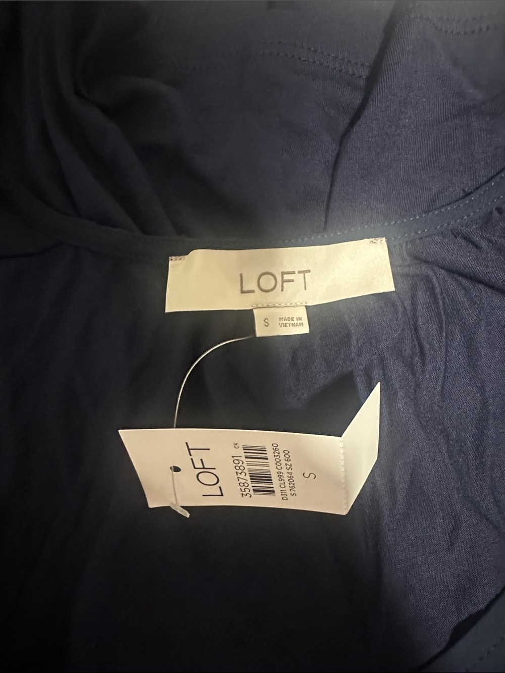 LOFT Navy Button-Front V-Neck Blouse | A8 - Picture 5 of 7